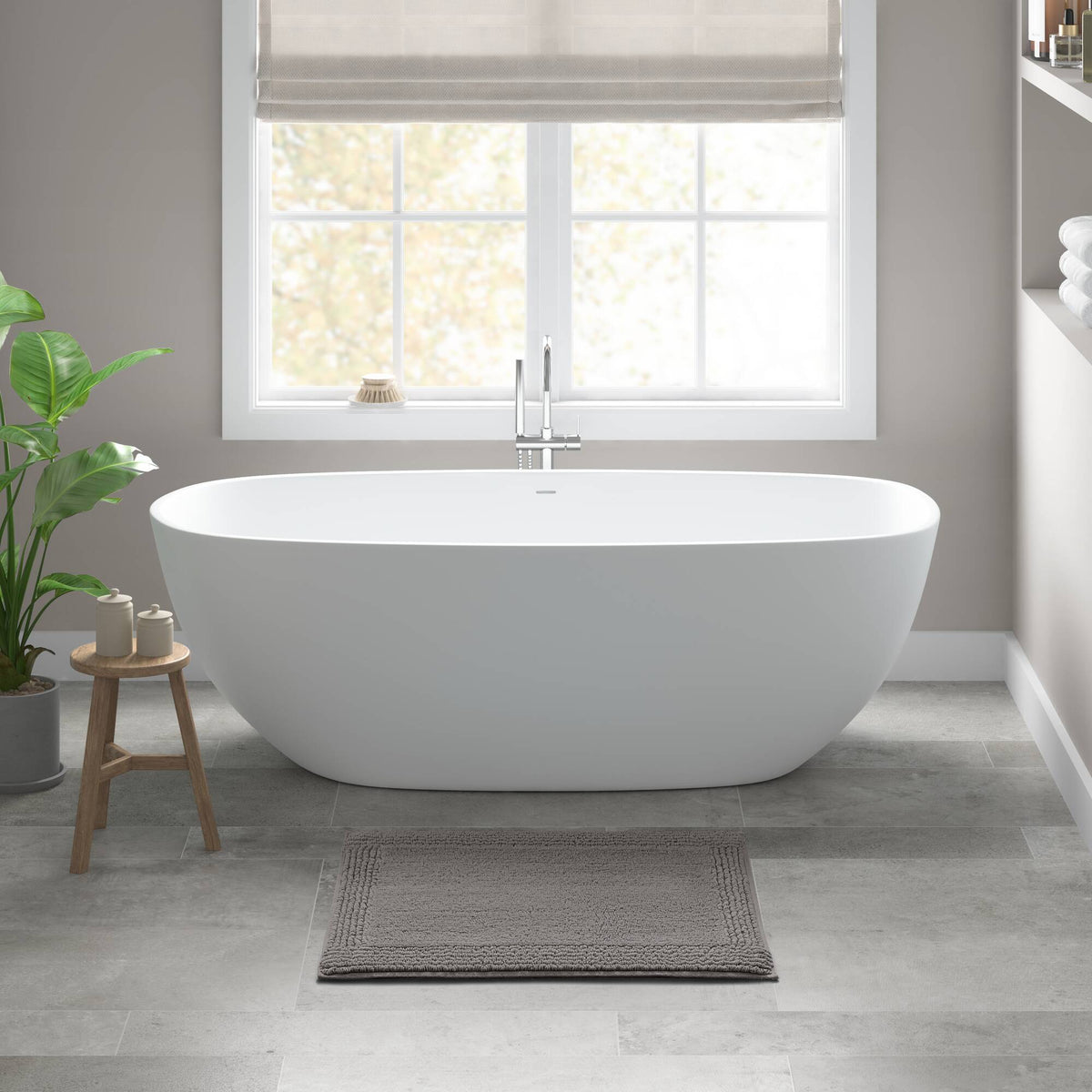 Splendor - 21" x 34" 100% Cotton Tufted 3000 GSM Reversible Bath Rug - Gray