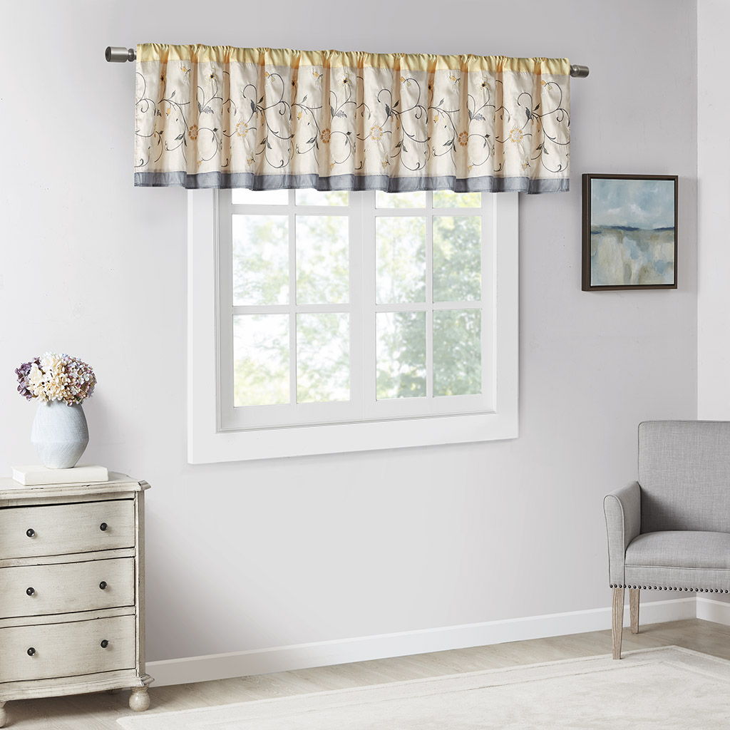 Serene - Embroidered Window Valance - Yellow