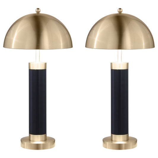 Leoch - Dome Shade Pillar Table Lamp Set With Dome - Black
