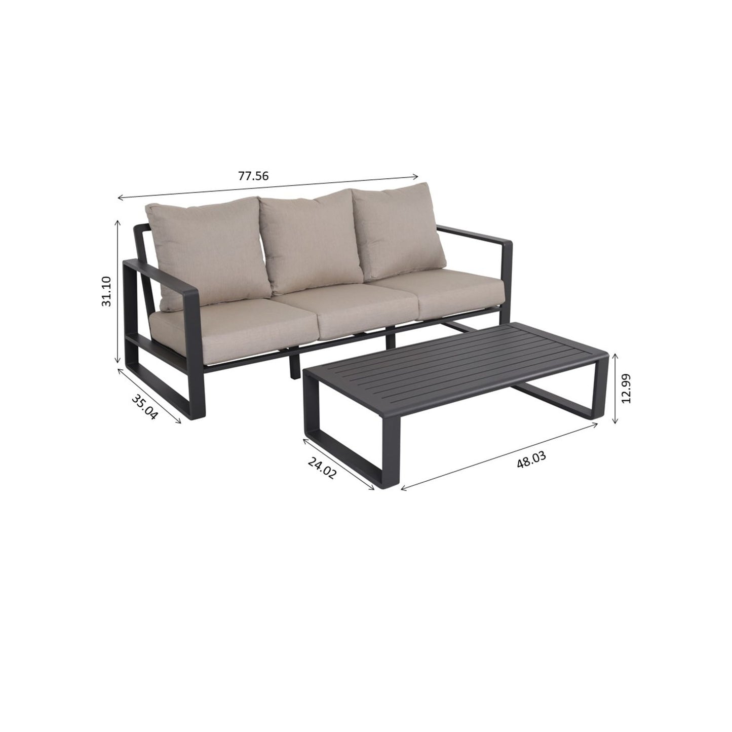 Durable Sofa With Rectangular Coffee Table