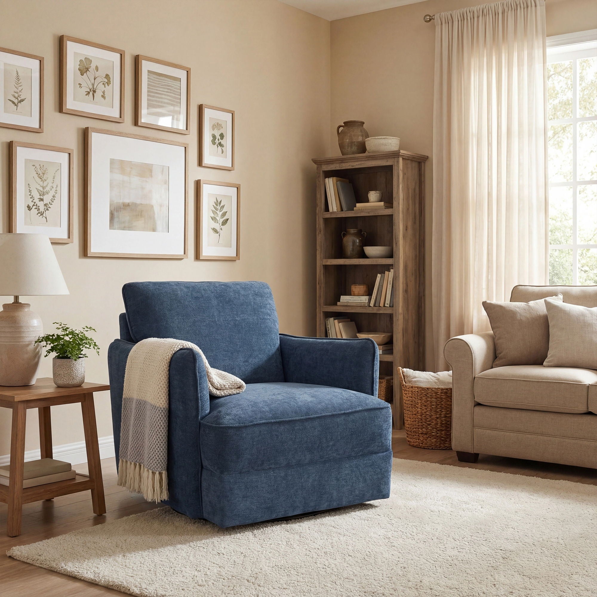 Carly - Swivel Chair - Blue