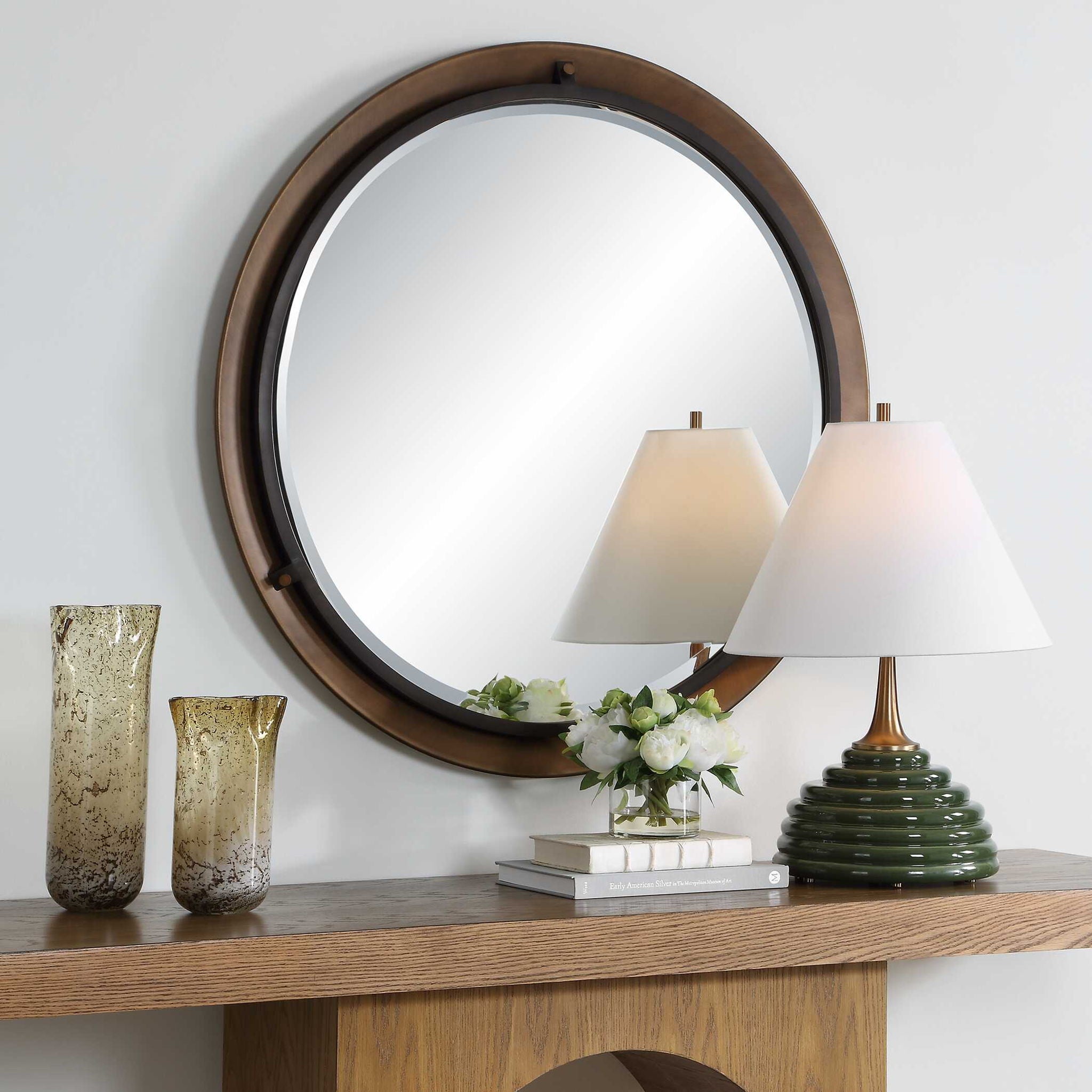 Porthole - Round Mirror - Bronze