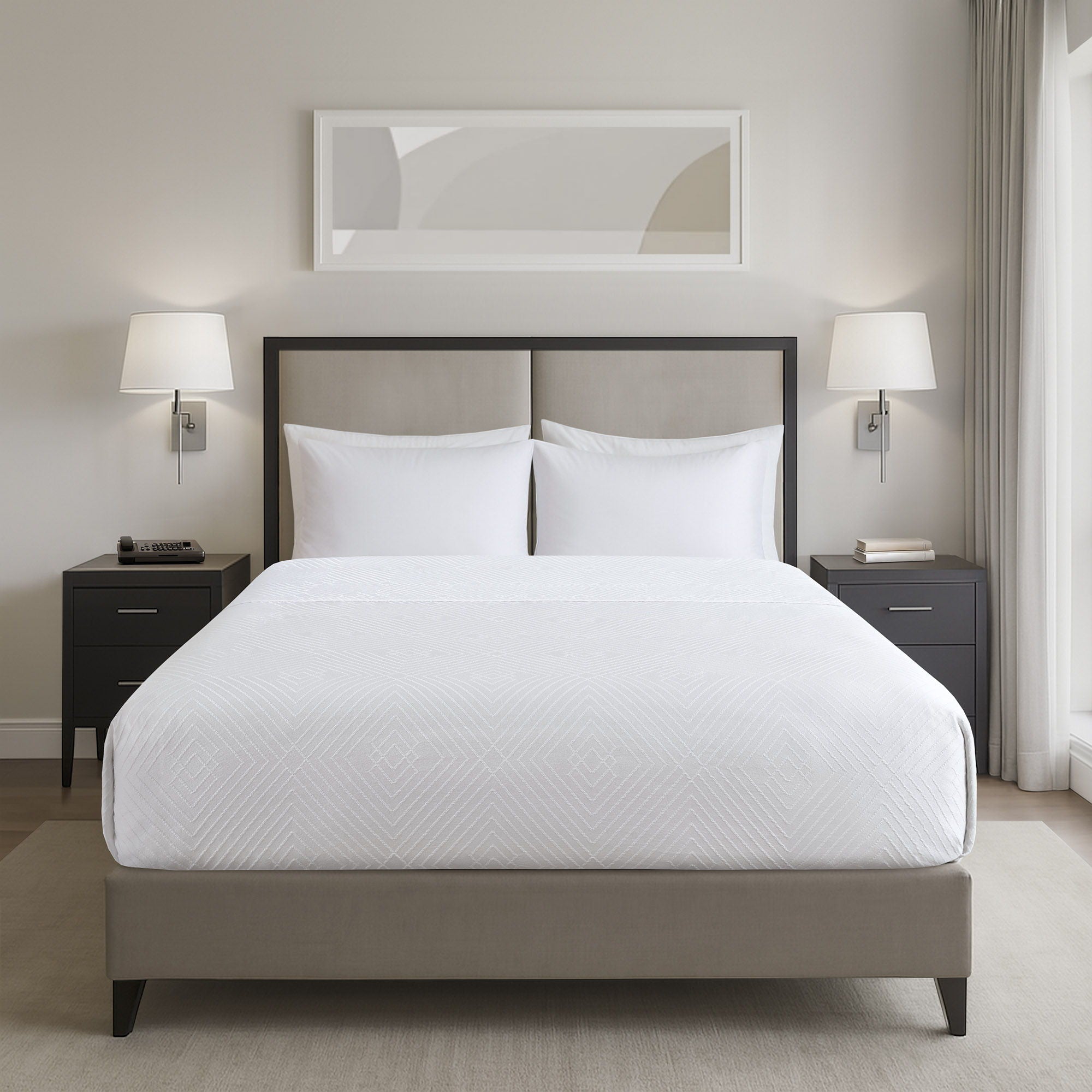 Jacquard Lark - Essential Coverlet - White