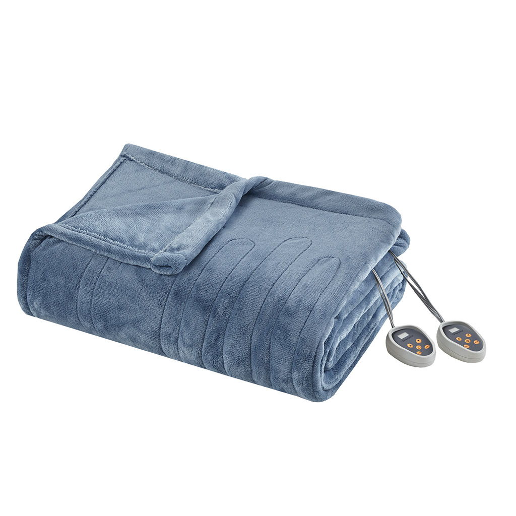 Heated Plush - Queen Blanket - Sapphire Blue