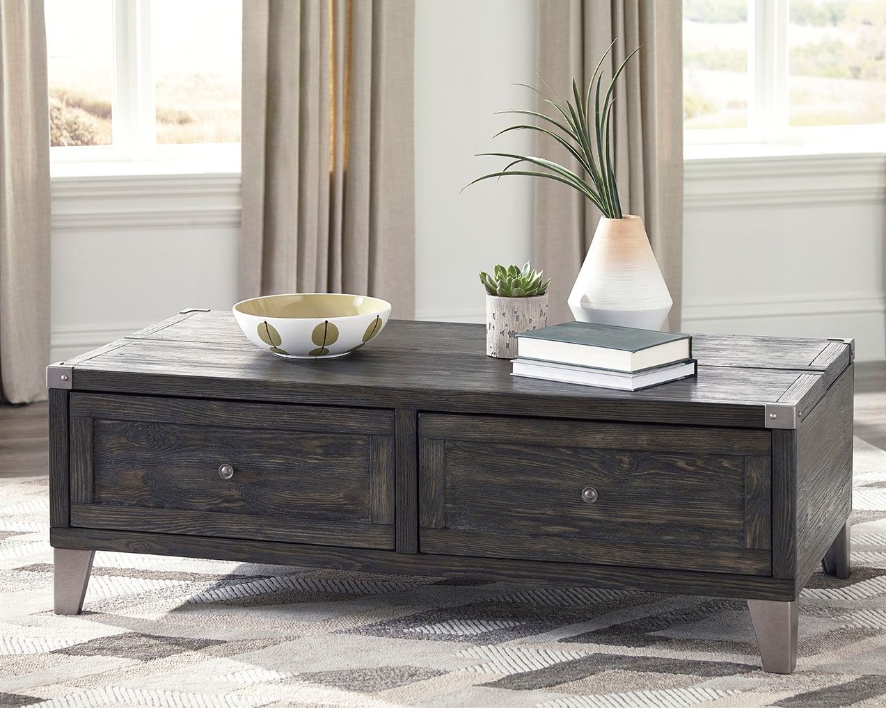 Todoe - Lift Top Cocktail Table - Dark Gray