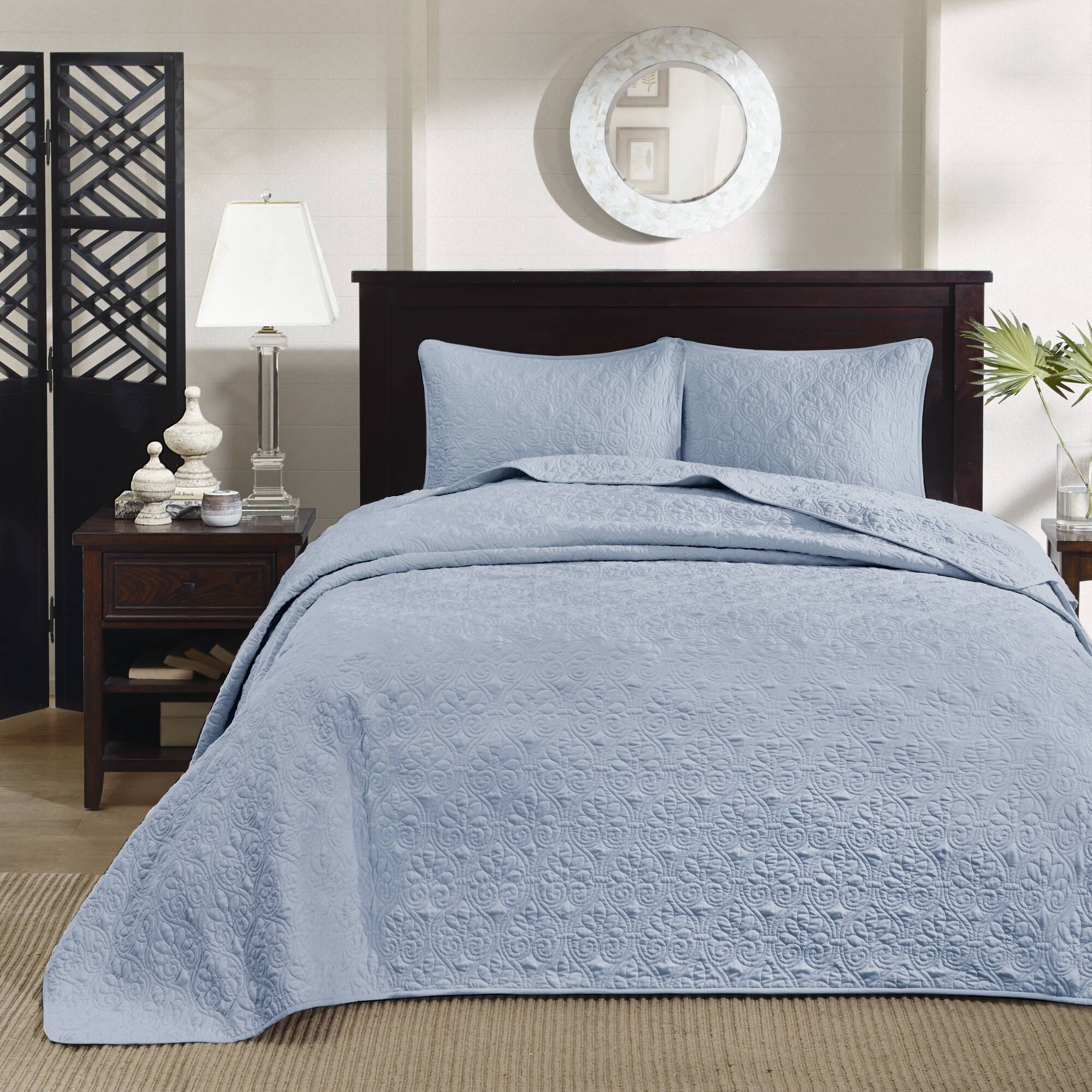 Quebec - King Reversible Bedspread Set - Blue