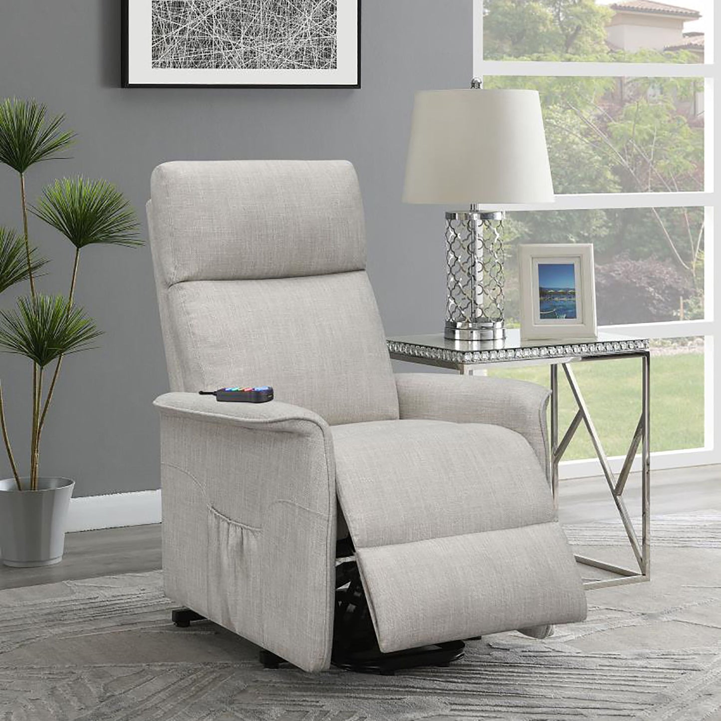 Upholstered Power Lift Recliner With Wired Remote