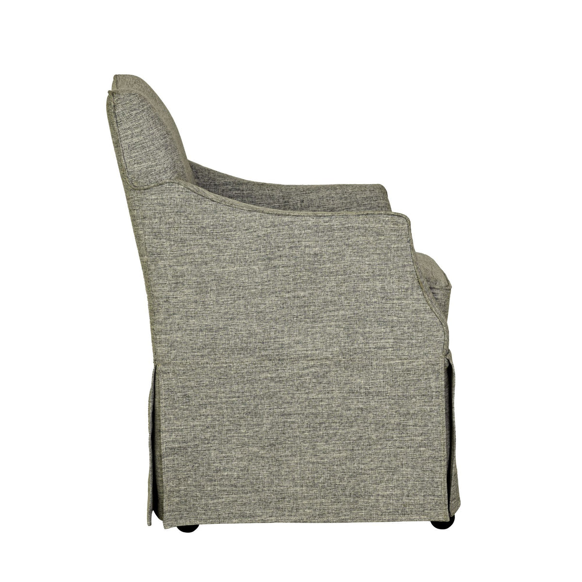 London - Upholstered Skirted Dining Arm Chair With Hidden Casters - Gray