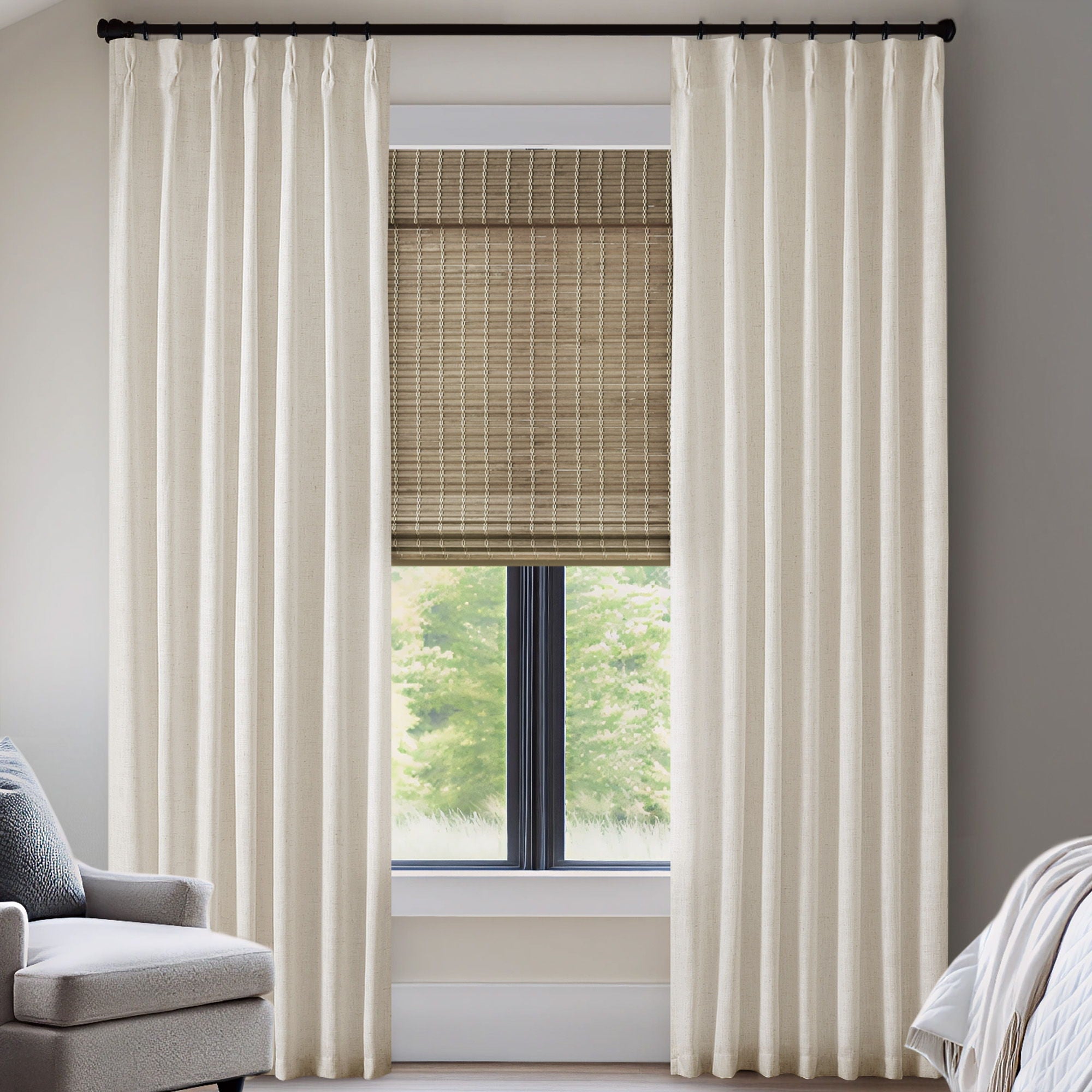 Emery - 40*90" 300GSM Poly Linen With 7 Pinch Pleat Per Piece - Ivory
