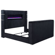 Judah - Eastern King Wingback TV Bed With Motorized Lift And Flame Visualizer - Black