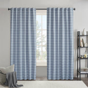 Anaheim - 50x95" Plaid Rod Pocket And Back Tab Curtain Panel With Fleece Lining - Denim Blue