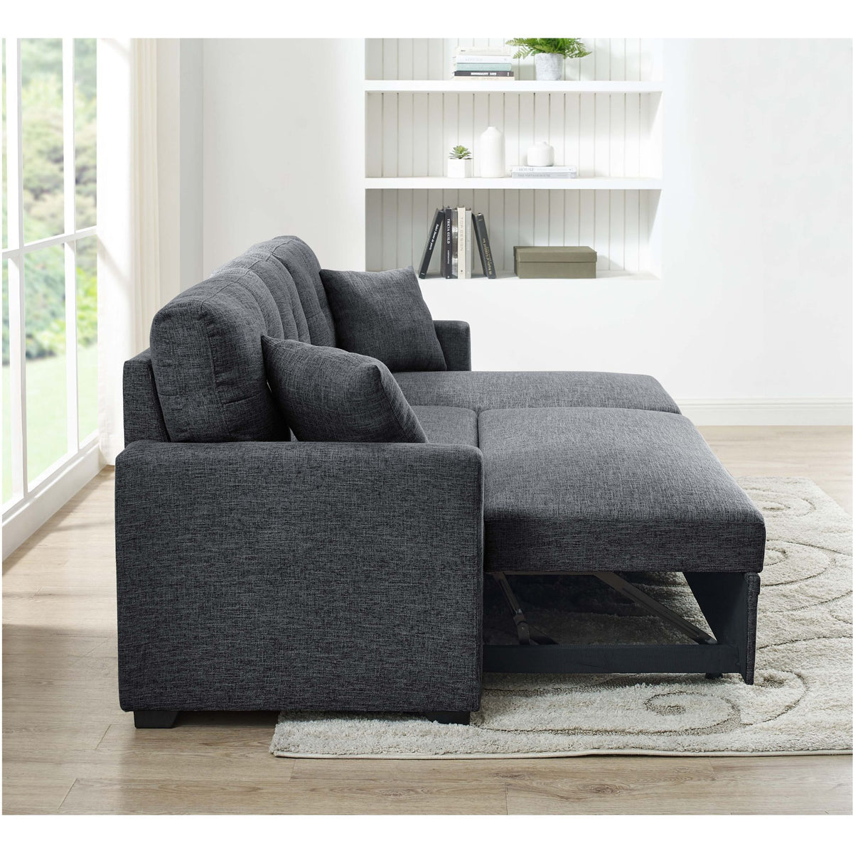 Upholstered Sectional & Pull Out Bed And Chaise Storage