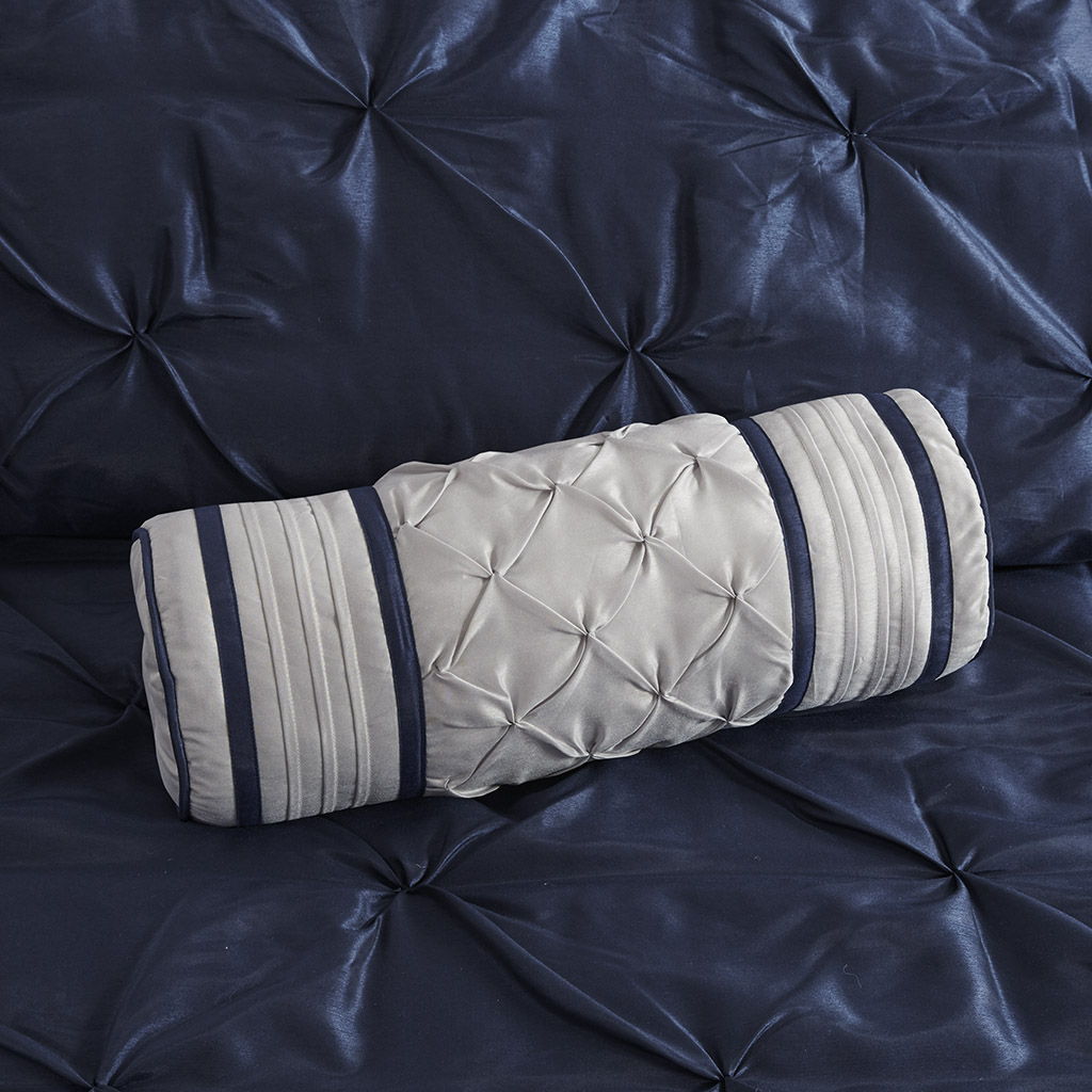 Laurel - Queen 7 Piece Tufted Comforter Set - Navy