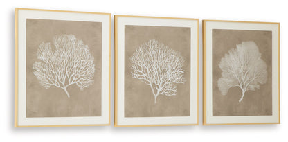 Hendridge - Wall Art Set (Set of 3) - Taupe / White