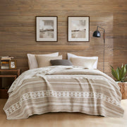 Alberta - Cotton Blend Blanket - Ivory Stripe