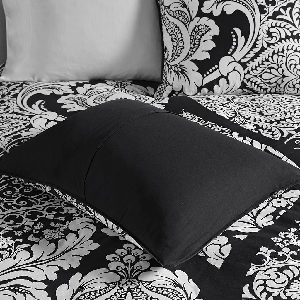 Vienna - 7 Piece King Cotton Printed Comforter Set - Black