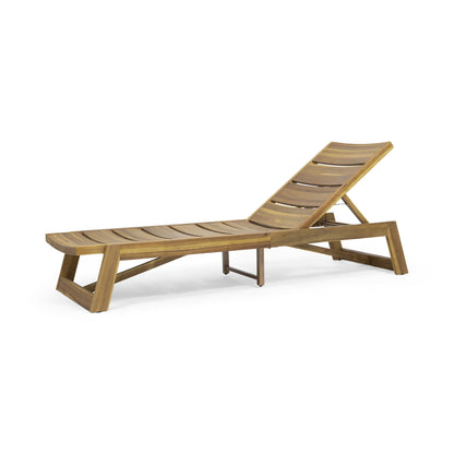 Outdoor Chaise Lounge With Adjustable Seating And Slat Panel - Yellow Brown