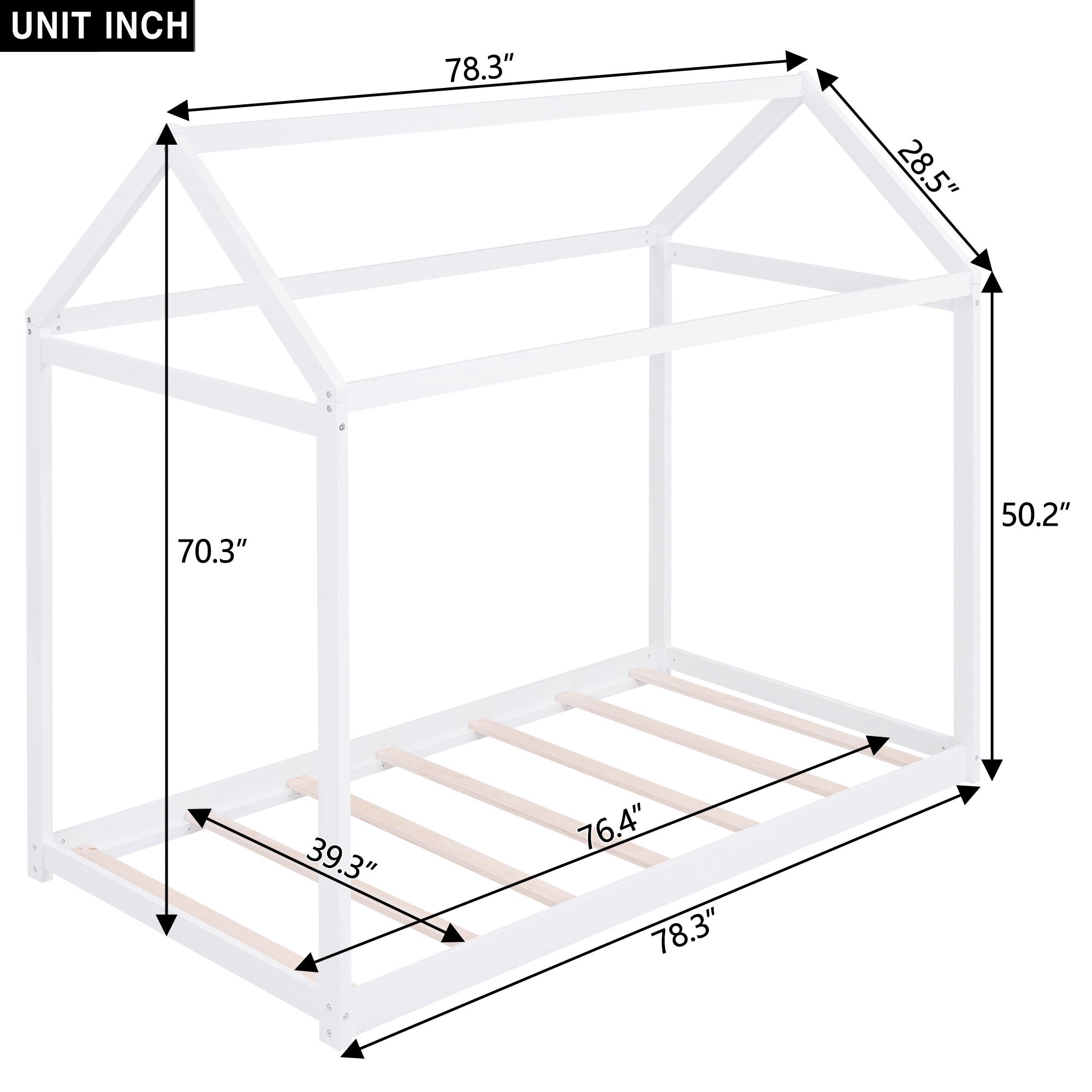 Wooden House Shaped Bed