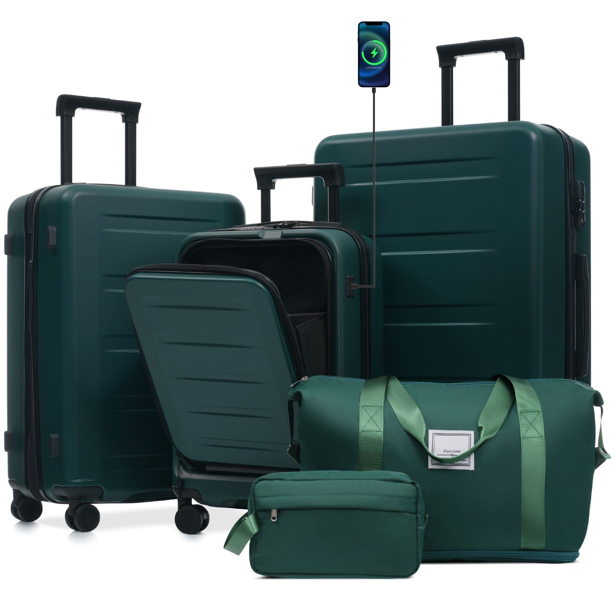 Hardside Luggage Set 5 Piece With Front Opening