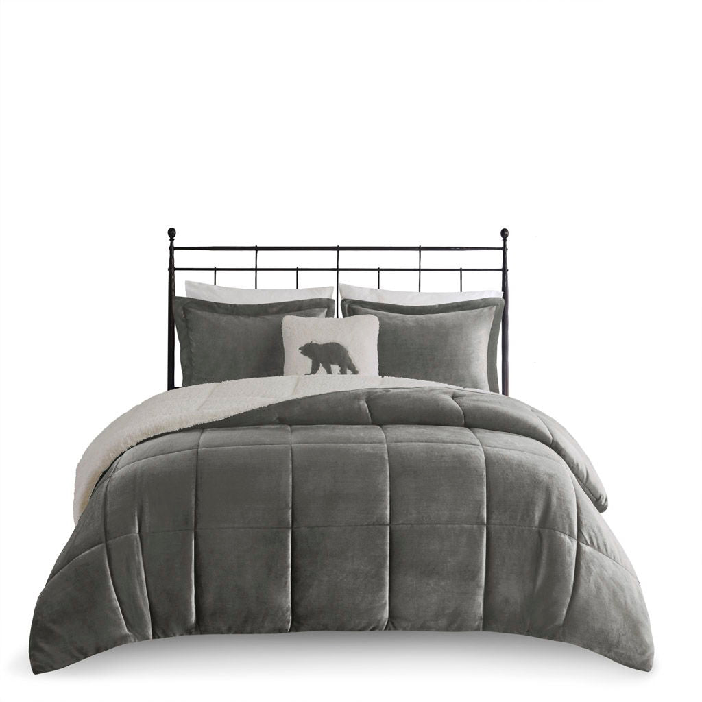 Alton - Down Alternative Comforter Set - Charcoal / Ivory