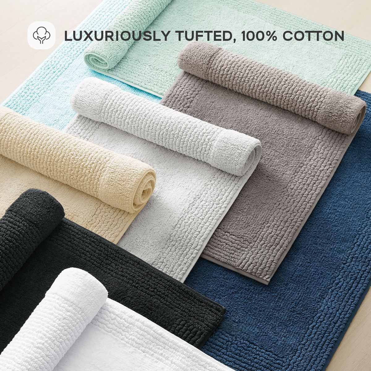 Splendor - 24" x 72" 100% Cotton Tufted 3000 GSM Reversible Bath Rug - Charcoal