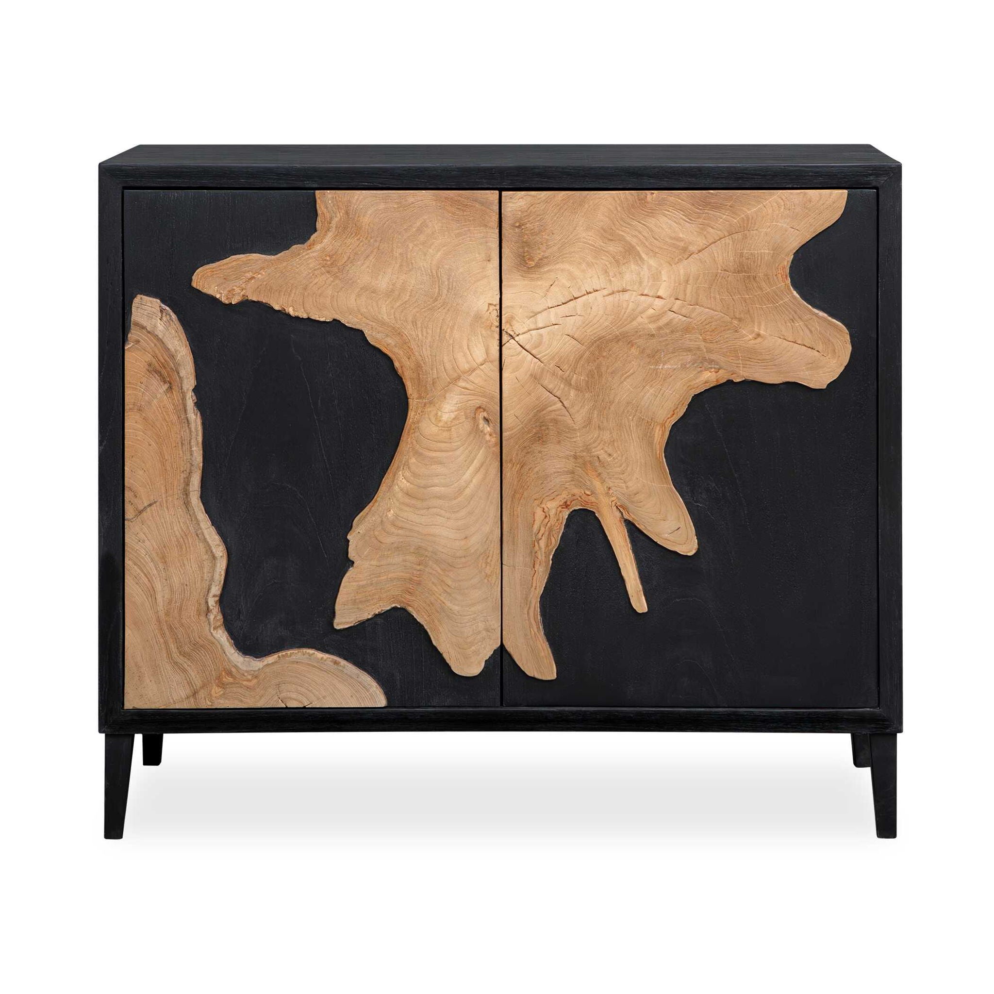 Andrei - Teak Root 2 Door Cabinet - Black / Woodtone