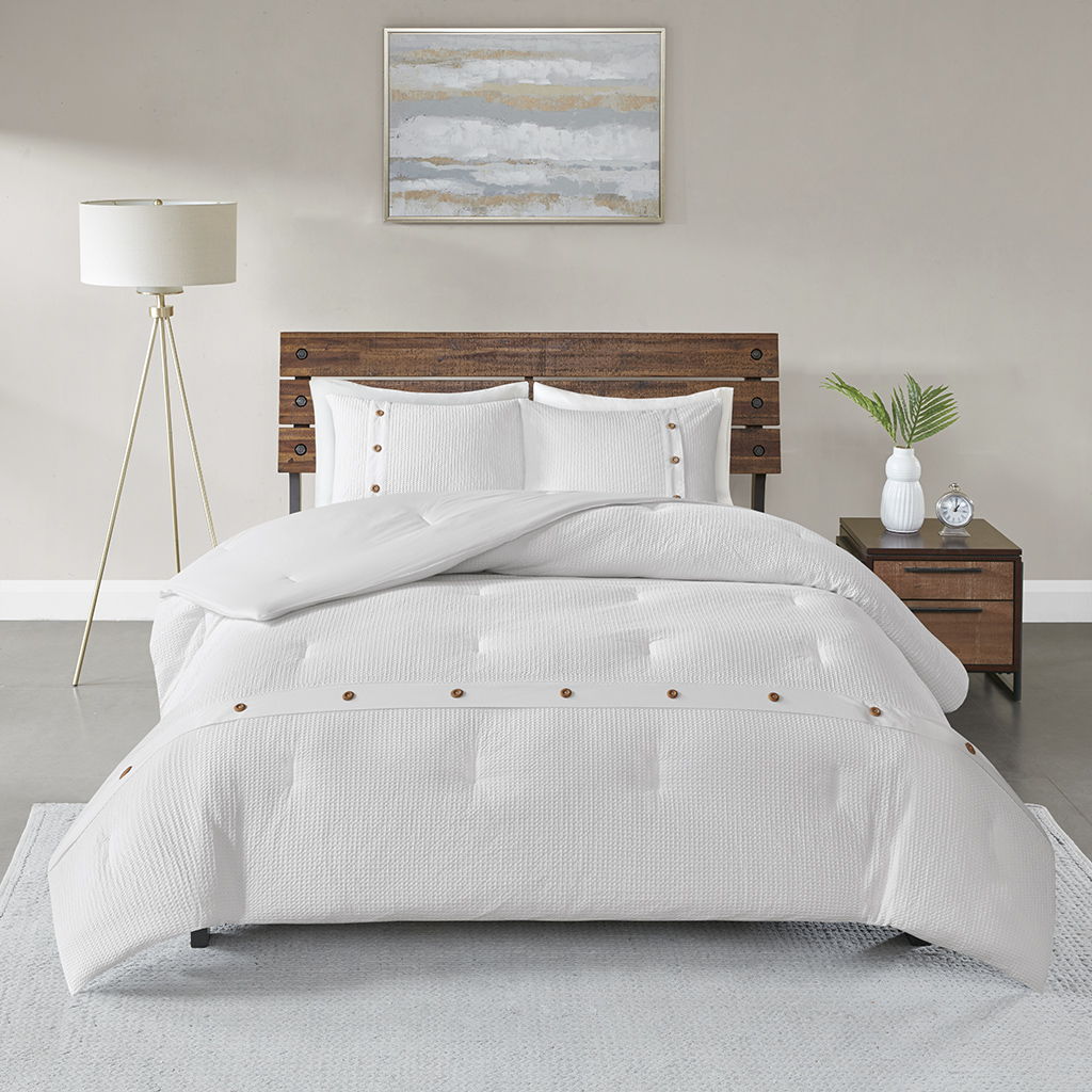 Finley Waffle Weave Comforter (Set of 3) - White