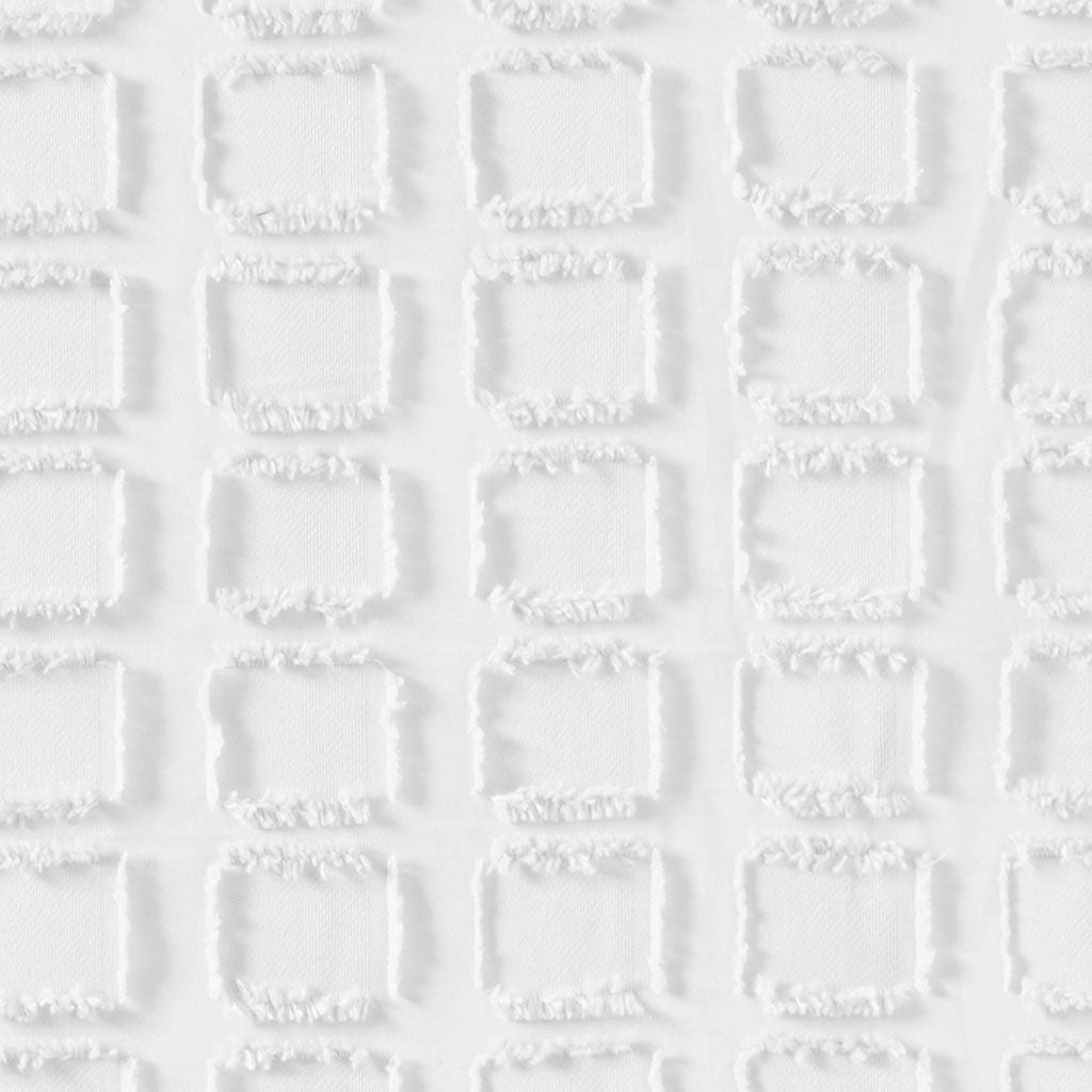 Metro - Woven Clipped Solid Shower Curtain - White