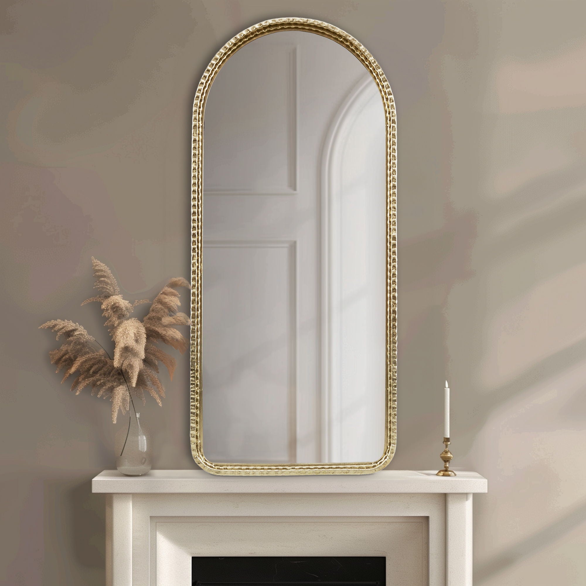 Mia - Gold Metal Arch Wall Mirror - Gold