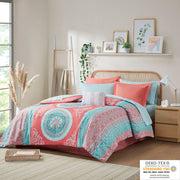 Loretta - Comforter And Sheet Set - Coral