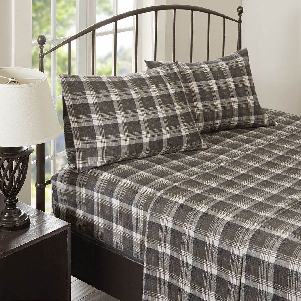 Flannel - Queen Sheet Set - Brown Plaid
