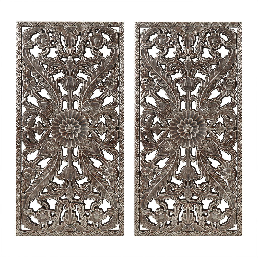 Botanical Panel - Carved Wall Decor (Set of 2) - Bronze