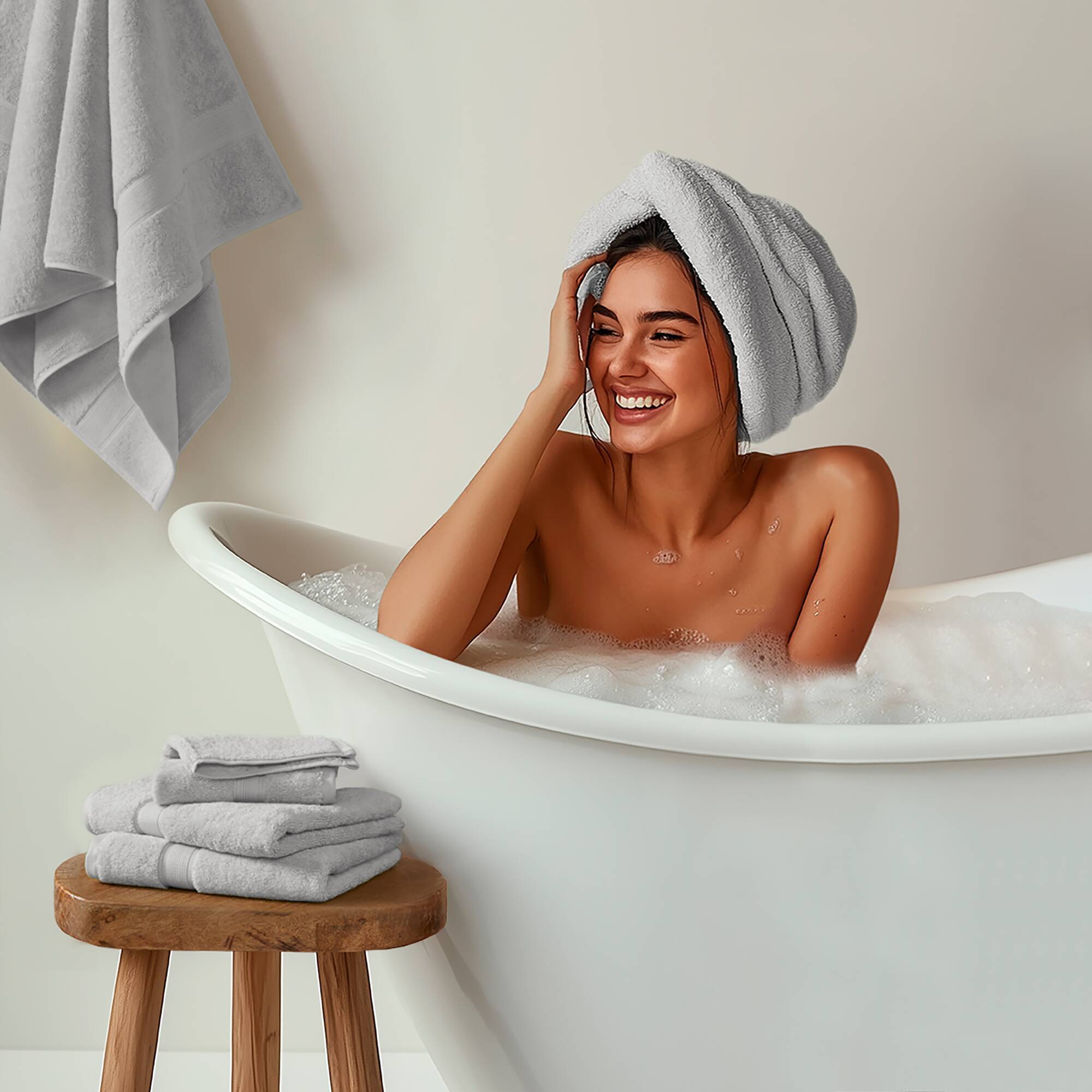 800GSM - 8 Piece Antimicrobial Towel Set - Silver