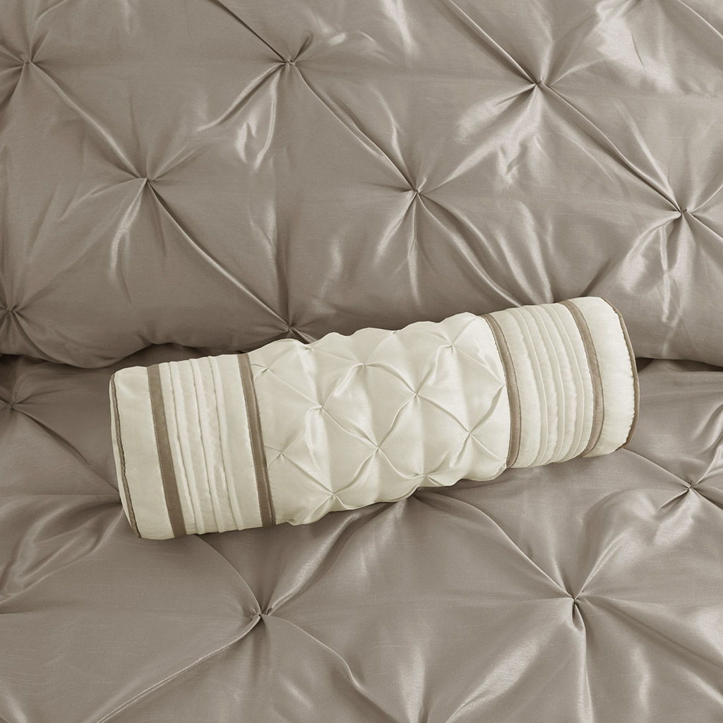 Laurel - Queen 7 Piece Tufted Comforter Set - Taupe