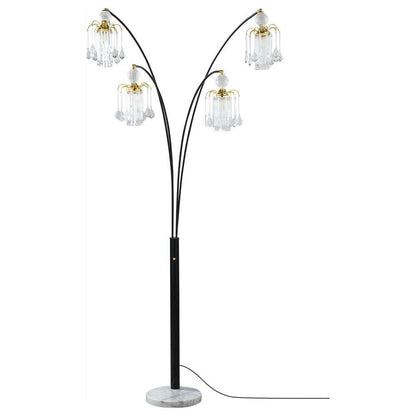 Maisel - Hanging Crystal Arc Tree Floor Lamp - Black