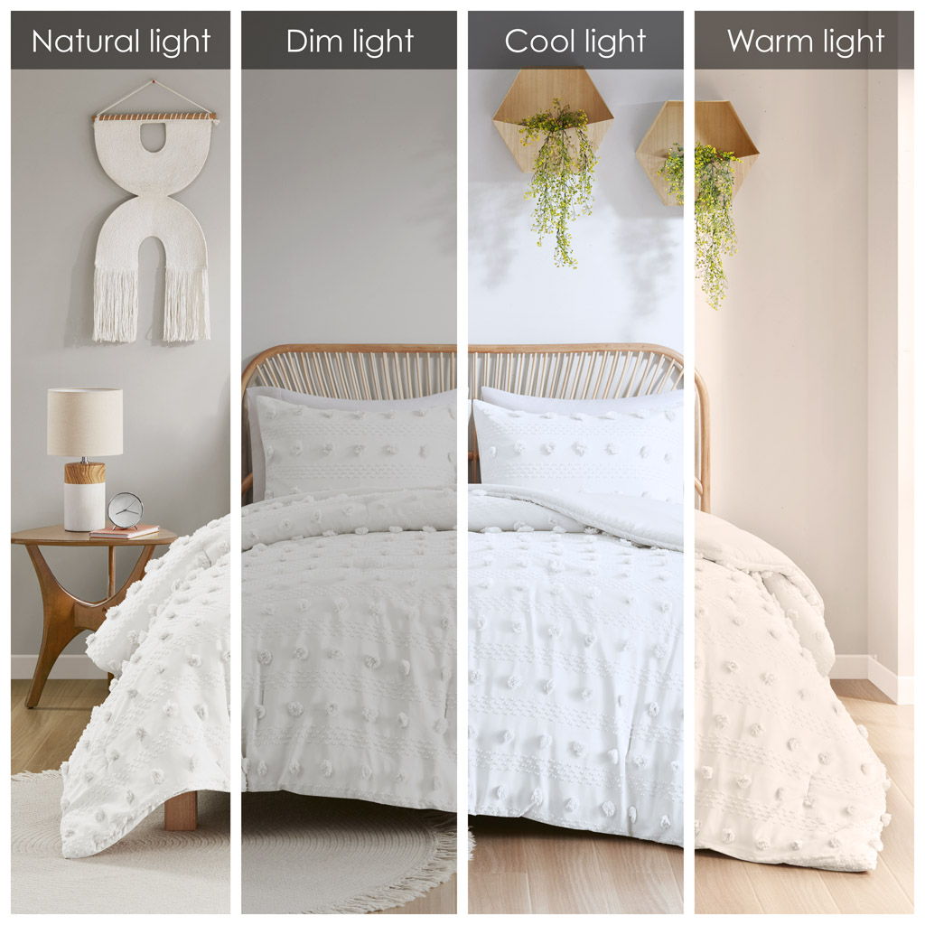 Lucy - Clip Jacquard Comforter Set - White