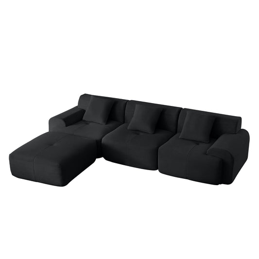 L Shaped Modular Sectional Sofa And Movable Ottoman