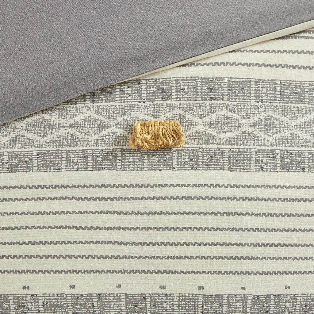 Cody - King 3 Piece Duvet Cover Set - Gray / Yellow