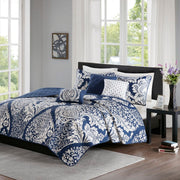 Vienna - King 6 Piece Reversible Coverlet Set - Indigo