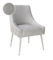 Beatrix - Pleated Velvet Side Chair With Silver Legs - Light Gray