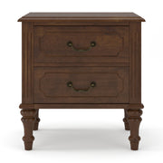 Fluted Nightstand With 2 Drawers, Bedside Table - Walnut