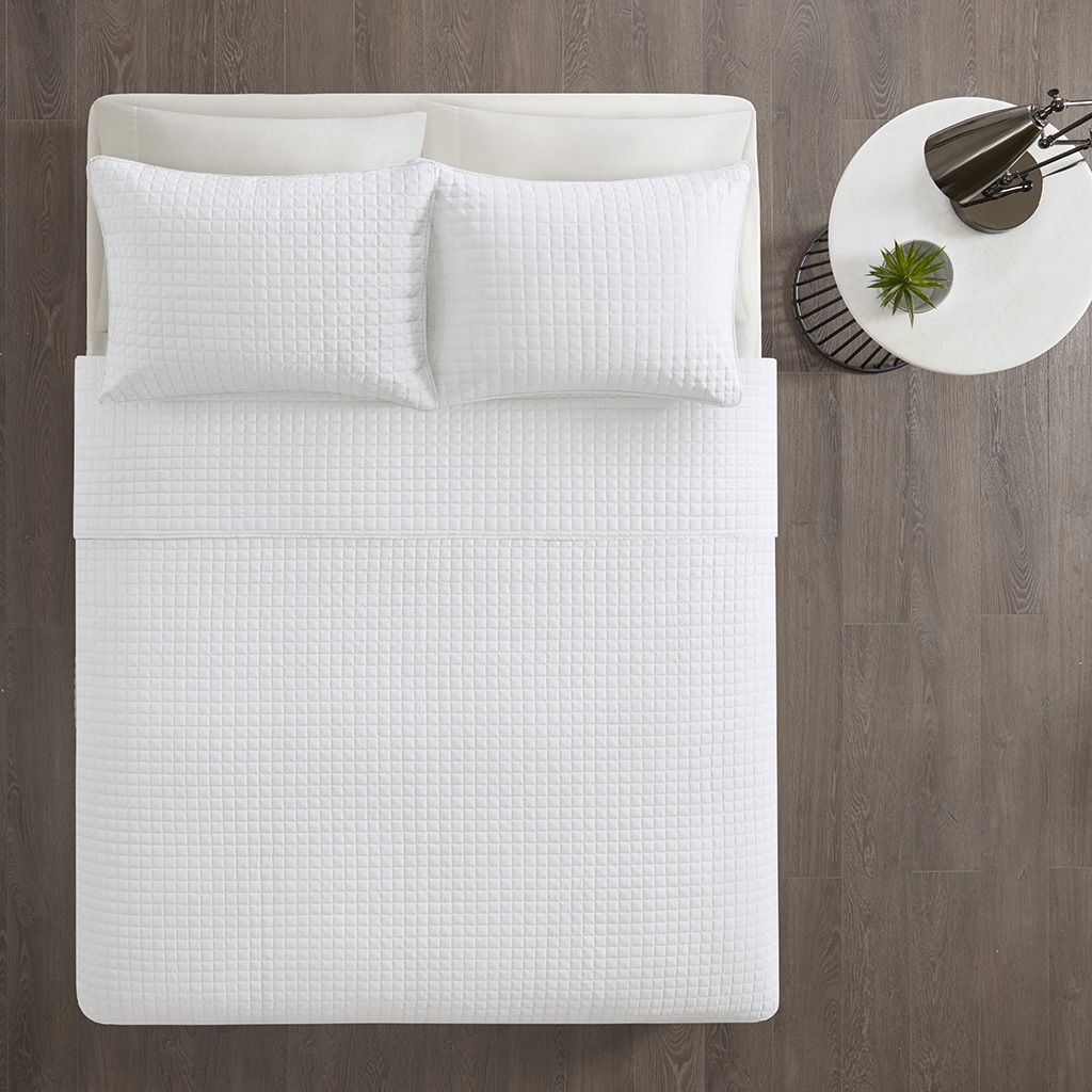 Otto - King 3 Piece Reversible Coverlet Set - White
