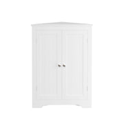 Corner Cabinet With 2 Doors And Adjustable Shelves, Freestanding Narrow Storage Organizer For Bathroom - White