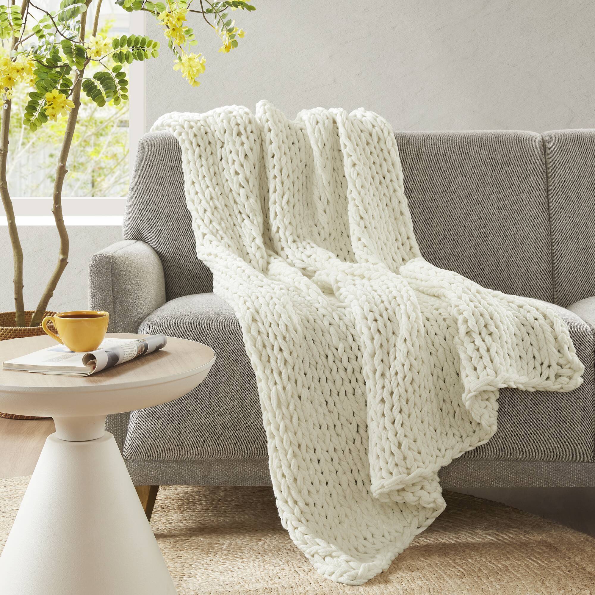 Chunky Double Knit - Handmade Throw - Ivory