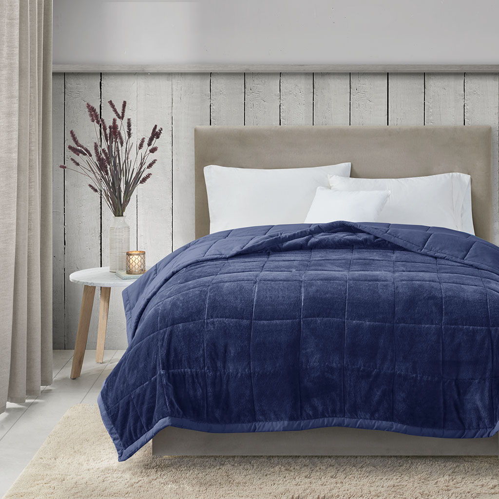 Coleman Reversible Down Alternative Blanket With HeiQ Smart Temp Treatment - Navy