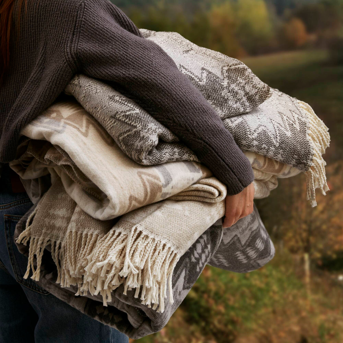 Alberta - Cotton Blend Throw - Gray Aztec