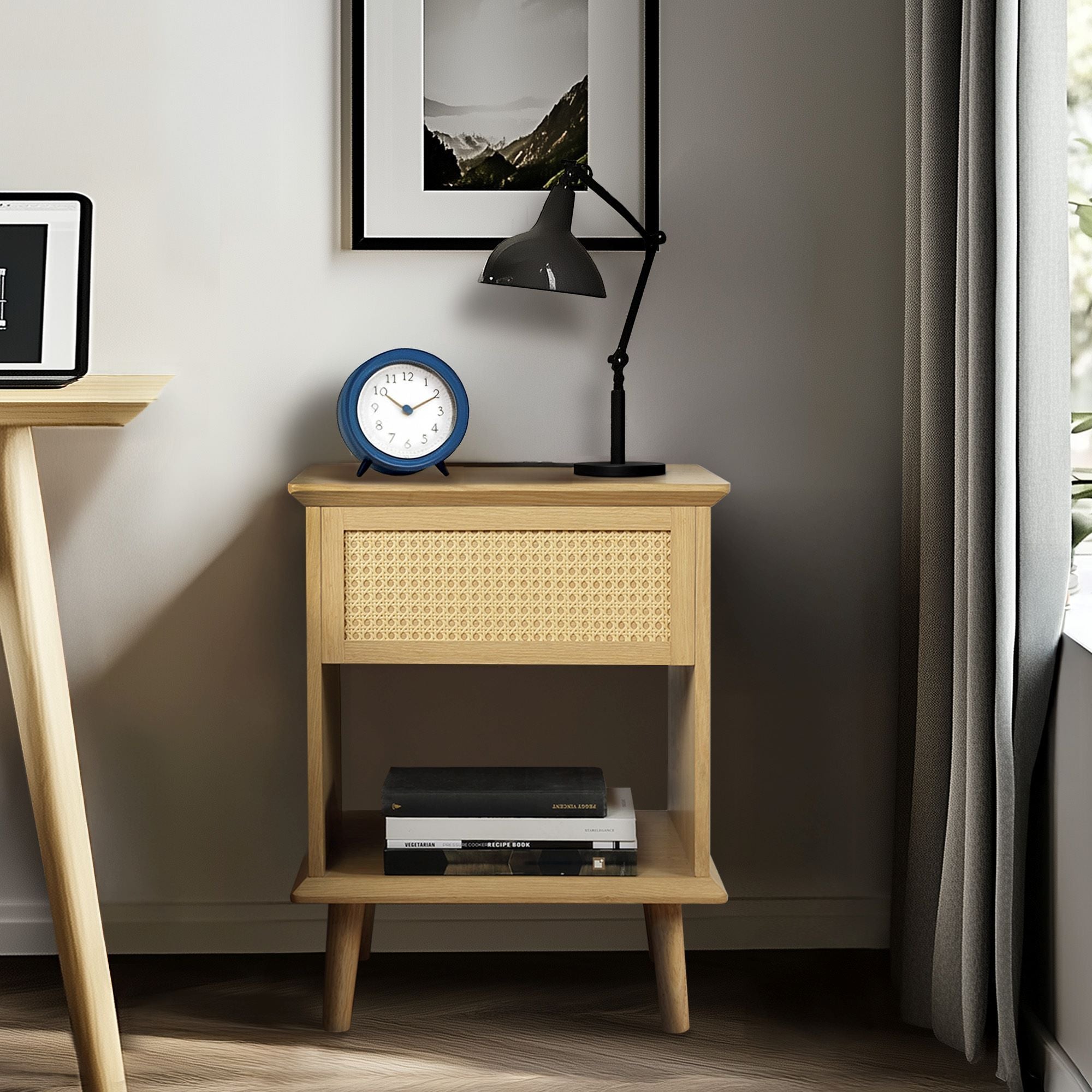 Teagan - Accent Side Table With Drawer Storage & Lower Open Shelf - Natural