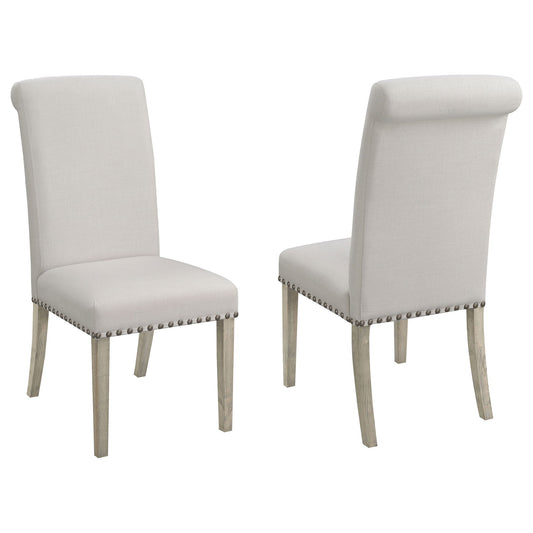 Upholstered Dining Chair With Rolled Edge Seat Back (Set of 2) - Beige