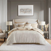 Royce - 10 Piece California King Luxury Comforter Set - Ivory