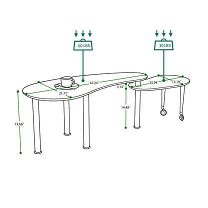Rotatable Cocktail Table With Solid Legs, 360 Degree Rotating